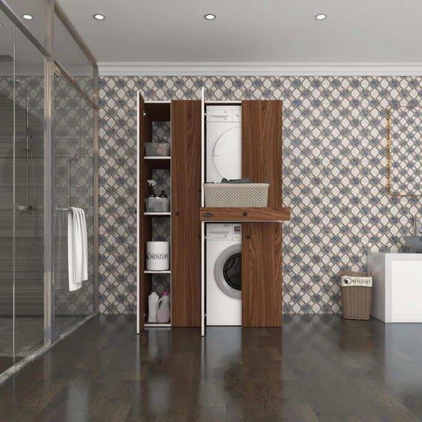 Kenzlife çamaşır-kurutma makinesi dolabı şahrur sol cvz 187*120*60 çekmeceli banyo ürün görseli 1