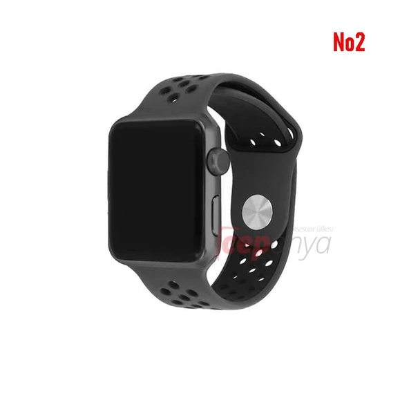 Apple Watch 42-44 mm KRD-02 Silikon Kordon - Resim 3