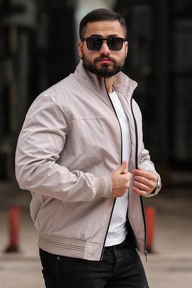 Erkek Gömlek Yaka Baharlık Mont Astarlı Mevsimlik Çeket Bej ürün görseli 1