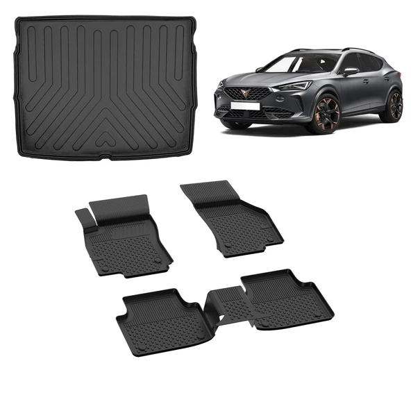 Cupra Formentor 2020+ 4.5D Sahler Paspas ve 3D Rizline Bagaj Havuzu Siyah ürün görseli 1