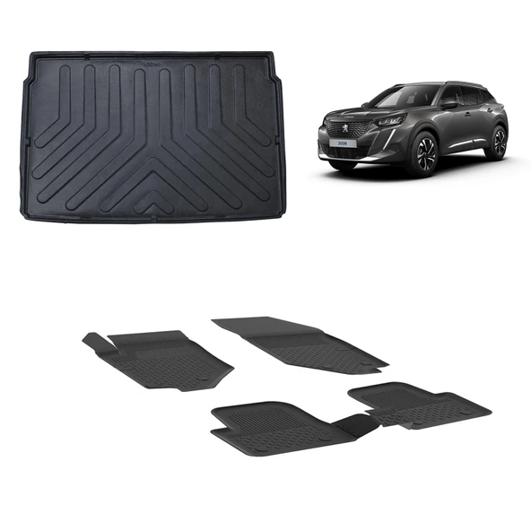 Peugeot 2008 2019 + 4.5 D Sahler Paspas ve 3D Bagaj Havuzu Siyah ürün görseli 1
