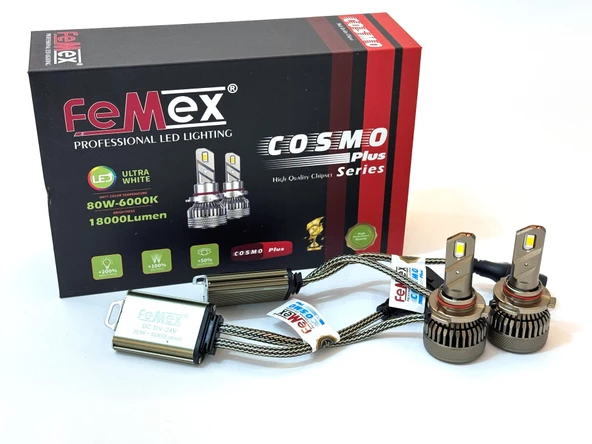 FEMEX Cosmo Plus HB3 9005 Far Ampulu CSP D-FORCE Chipset Led Xenon Led Headlight ürün görseli 1