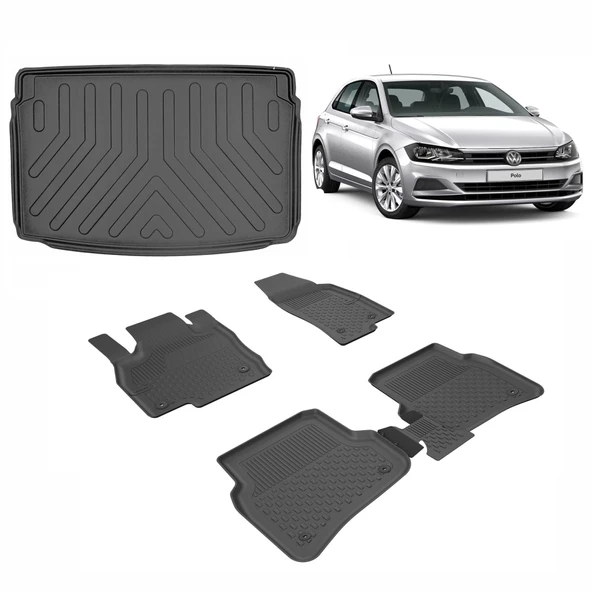 Volkswagen Polo 2017+ Sahler 4.5 D Paspas ve Rizline Bagaj Havuzu Siyah ürün görseli 1
