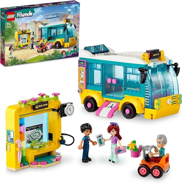 LEGO® Friends Heartlake City Otobüsü 41759-7 Yaş ve Üzeri Çocuklar için İnşa Edilebilen Otobüs, Otobüs Durağı ve 3 Karak ürün görseli 1