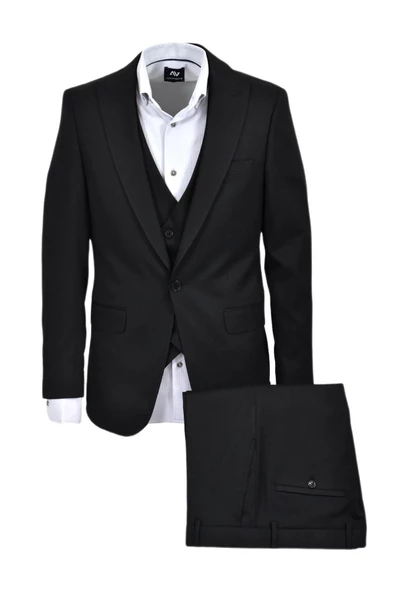 Erkek Siyah Silim Fit Takım Elbise BGL-ST03493 ürün görseli 1