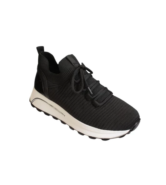 YAZKIŞ Kadın Siyah Ten Triko Kumaş Bağcıksız Arkası Holıganlı 4cm Comfort Taban Fashıon Spor Ayakkab ürün görseli 1