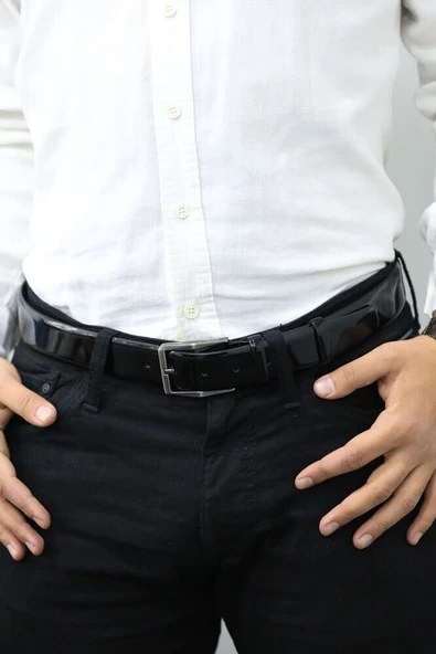 Guard Rugan Siyahi Klasik Deri Erkek Kemeri - 3,5 Cm - GRD2403XW22360 ürün görseli 1
