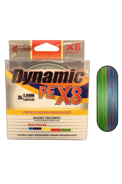 Captain Dynamic PE 8 Örgü İpi Misina 300mt Multi Color 0,12mm ürün görseli 1