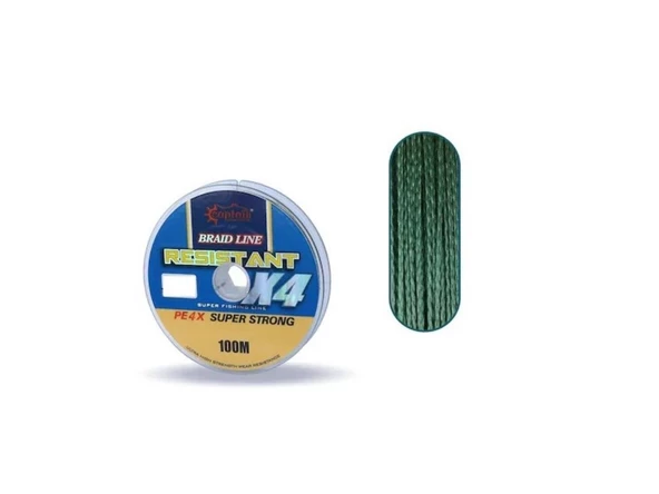 Captain Resistant PE 4 Kat İp Misina 100mt Yeşil 0,14mm ürün görseli 1