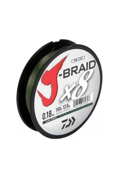Daiwa J-Braid 8B Koyu Yeşil 150m 0,24 İp Misina ürün görseli 1