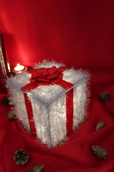 Yılbaşı Ağacı Noel Led Işıklı Hediye Kutusu Paketi Yılbaşı Kırmızı ürün görseli 1