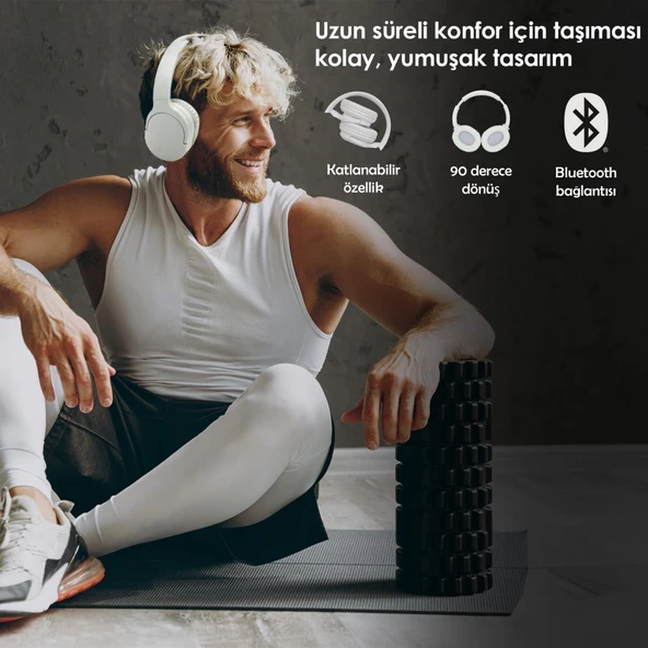 Moodix KO23BT1100W Bluetooth Kulaküstü Kulaklık Beyaz ürün görseli 1
