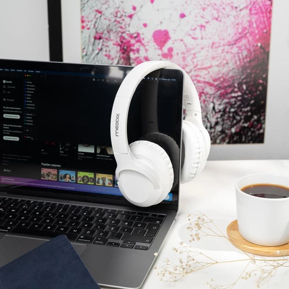 Moodix KO23NB1701 ANC Aktif Gürültü Engelleyicili Katlanabilir Bluetooth Kulaküstü Kulaklık Beyaz ürün görseli 1