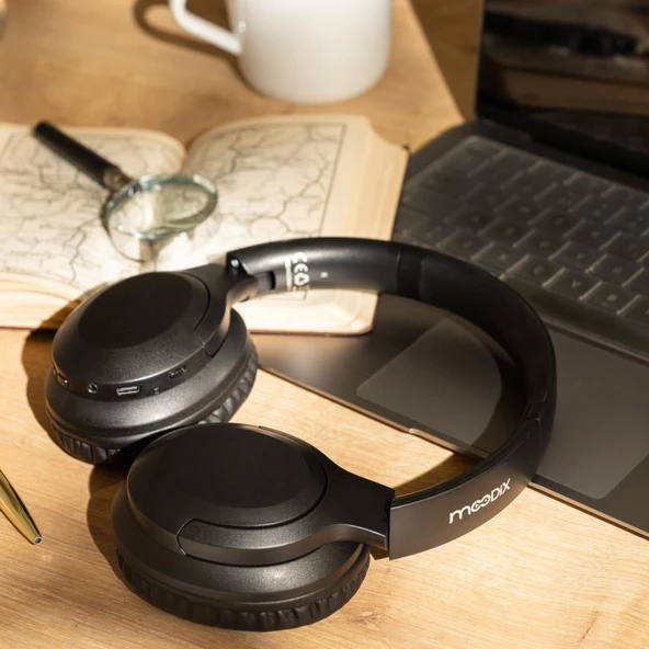 Moodix KO23NB1701 ANC Aktif Gürültü Engelleyicili Katlanabilir Bluetooth Kulaküstü Kulaklık Siyah ürün görseli 1