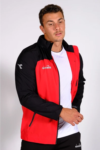 Diadora Elite - Erkek Siyah-Kırmızı Su Geçirmez Spor Yağmurluk - 44YĞM10ELT ürün görseli 1