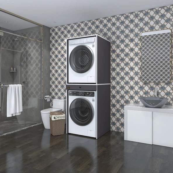Kenzlife çamaşır-kurutma makinesi dolabı avi senna gri 187*070*60 çekmeceli banyo ürün görseli 1