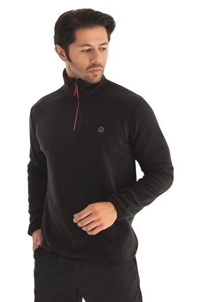 Crozwise Yarım Fermuarlı - Erkek Siyah Spor Polar - 6036-10 ürün görseli 1