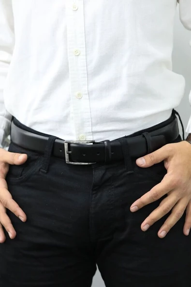 Guard Açma Siyahi Klasik Deri Erkek Kemeri - 3,5 Cm - GRD2403XW22359 ürün görseli 1