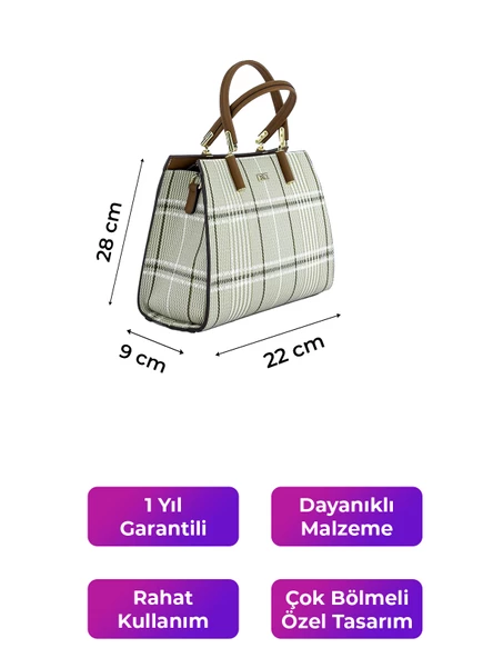 Kriste Bell Kadın Çanta Ekose - Bej 7406-E - Resim 2