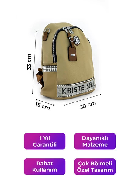 Kriste Bell Kadın Sırt Çanta Bej 26372 - Resim 2