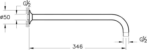 VitrA A45652 Duş Başlığı Dirseği Uzun Duvardan Krom - Resim 7