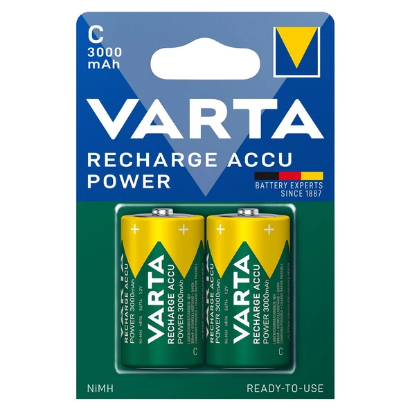 D-light Varta 3000 mAh C Boy Şarj Edilebilir 2’li Pil ürün görseli 1