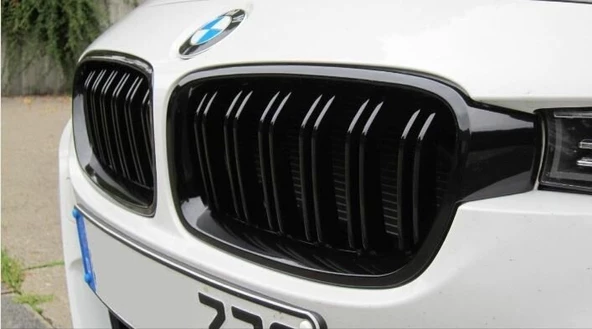 Bmw f30 çift çizgi ön panjur ızgara 2012-2018 arası parlak siyah ürün görseli 1