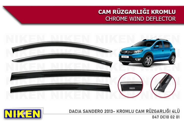 Dacia Sandero Kromlu Cam Rüzgarlığı Niken 2013-2020 ürün görseli 1