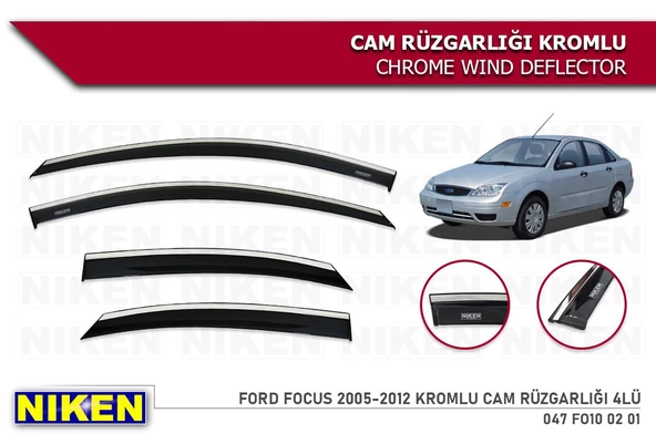 Ford Focus 2 Kromlu Cam Rüzgarlığı Niken 2005-2012 ürün görseli 1