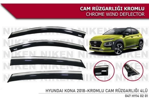 Hyundai Kona Kromlu Cam Rüzgarlığı Niken 2018+ sonrası modeller ürün görseli 1