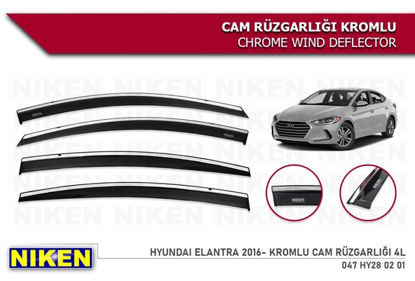 Hyundai Elantra Kromlu Cam Rüzgarlığı Niken 2016+ ürün görseli 1