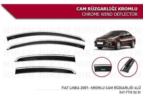 Fiat Linea Kromlu Cam Rüzgarlığı Niken 2007+ sonrası modeller ürün görseli 1