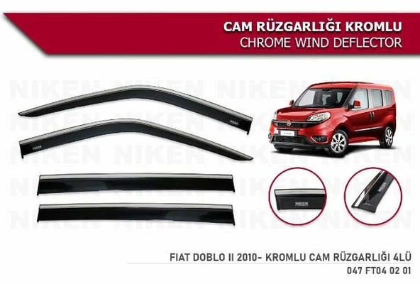Fiat Doblo 2 Kromlu Cam Rüzgarlığı Niken 2010+ sonrası modeller ürün görseli 1
