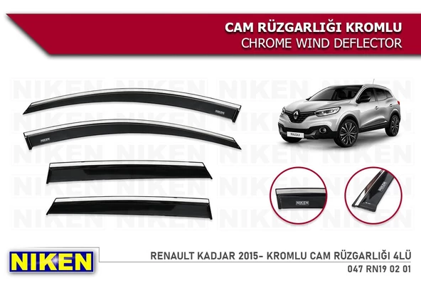 Renault Kadjar Kromlu Cam Rüzgarlığı Niken 2015+ ürün görseli 1