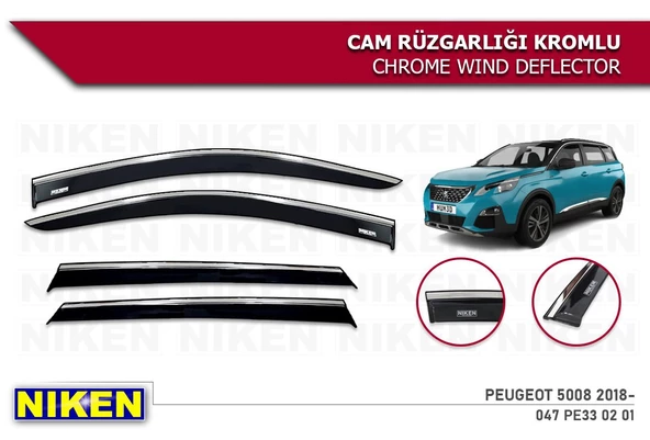 Peugeot 5008 Kromlu Cam Rüzgarlığı Niken 2017+ ürün görseli 1