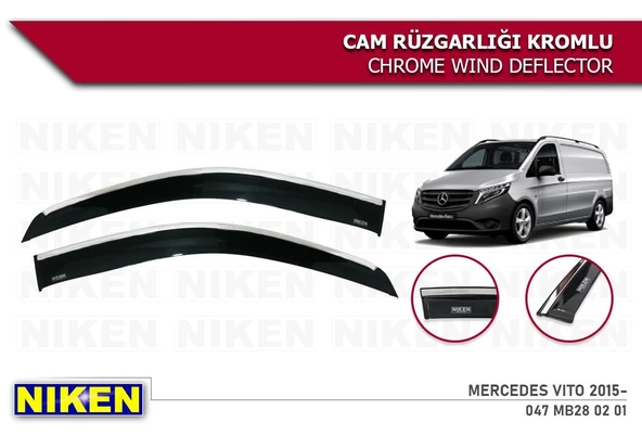 Mercedes Vito Kromlu Cam Rüzgarlığı 2' li Niken 2015+ ürün görseli 1