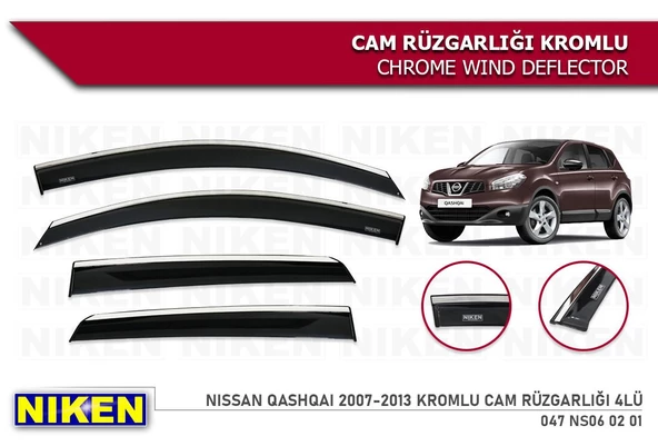 Nissan Qashqai Kromlu Cam Rüzgarlığı Niken 2007-2013 ürün görseli 1
