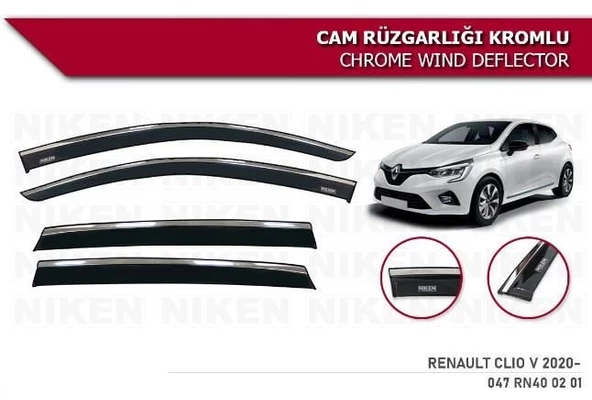 Renault Clio 5 Kromlu Cam Rüzgarlığı Niken 2019+ sonrası modeller ürün görseli 1