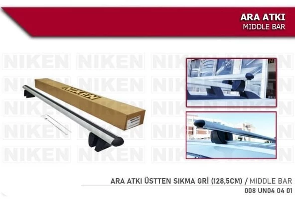 Araç üstü ara atkı bagaj taşıyıcı-gri(üstten sıkıştırmalı ) alüminyum 128.5 cm uzunluk ürün görseli 1