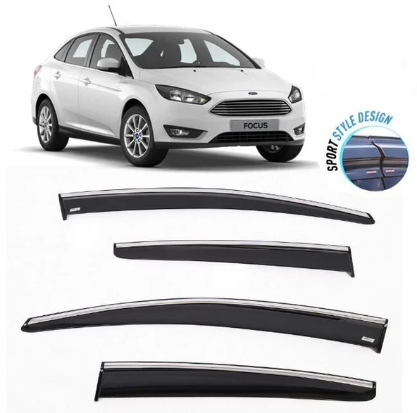 Fiat Focus 3 (hb-sedan) Kromlu Cam Rüzgarlığı 2011-2015 arası Sunplex ürün görseli 1