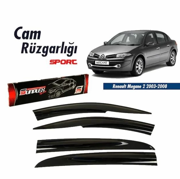 Renault Megane 2 sedan Mugen Cam Rüzgarlığı 2003-2008 arası 4'lü Sunplex ürün görseli 1