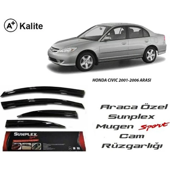 Honda Civic Mugen Cam Rüzgarlığı 2001-2006 arası 4'lü Sunplex ürün görseli 1