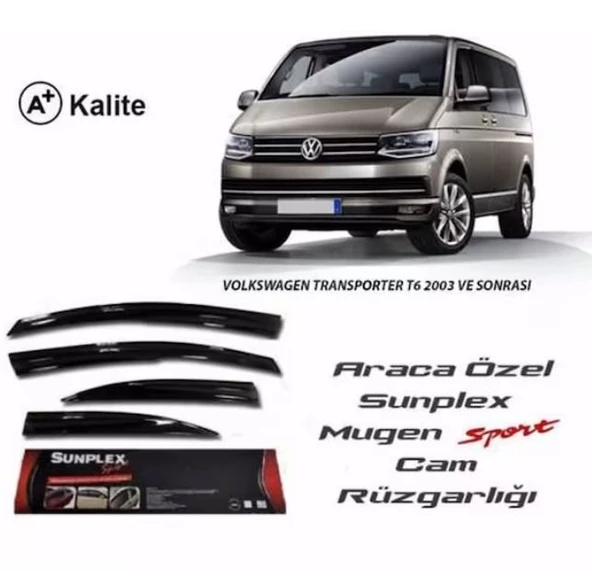 Vw Transporter T6 Mugen Cam Rüzgarlığı 2016+ sonrası 4'lü Sunplex ürün görseli 1