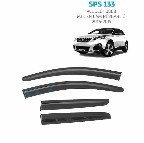 Peugeot 3008 Mugen Cam Rüzgarlığı 2016-2019 arası 4'lü Sunplex ürün görseli 1