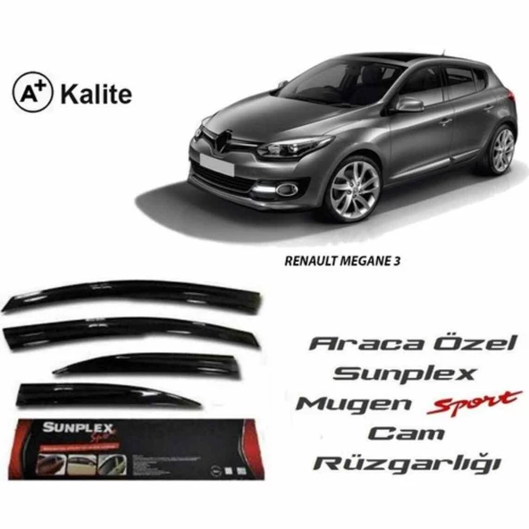 Renault Megane 3 Mugen Cam Rüzgarlığı 2009-2016 arası 4'lü Sunplex ürün görseli 1