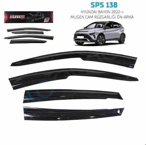 Hyundai Bayon Mugen Cam Rüzgarlığı 2022 sonrası 4'lü Sunplex ürün görseli 1