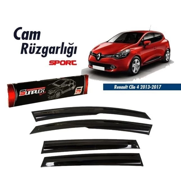 Renault Clio 4 Mugen Cam Rüzgarlığı 2012-2019 arası 4'lü Sunplex ürün görseli 1