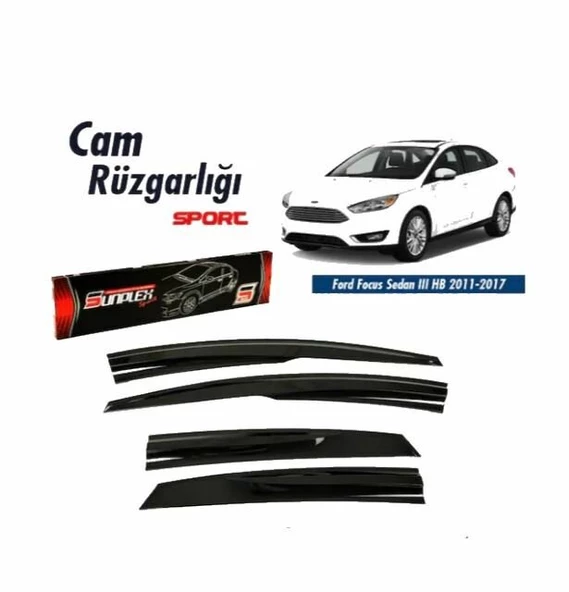 Ford Focus 3 ve 4 (hb-sd) Mugen Cam Rüzgarlığı 2011-2018 arası 4'lü Sunplex ürün görseli 1