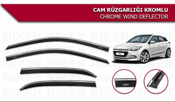 Hyundai i20 Kromlu Cam Rüzgarlığı Niken 2015-2020 arası modeller uyumlu ürün görseli 1