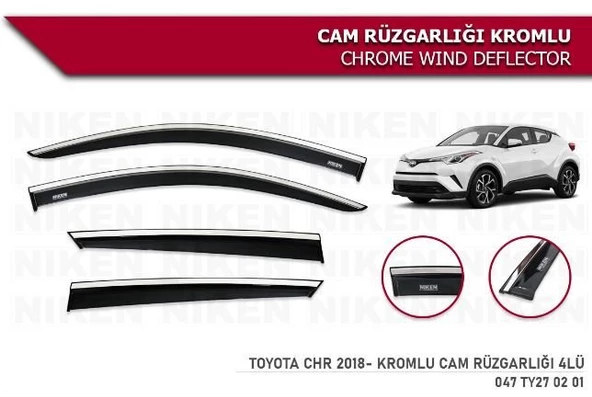 Toyota Chr Kromlu Cam Rüzgarlığı Niken 2018-2024 arası modeller ürün görseli 1